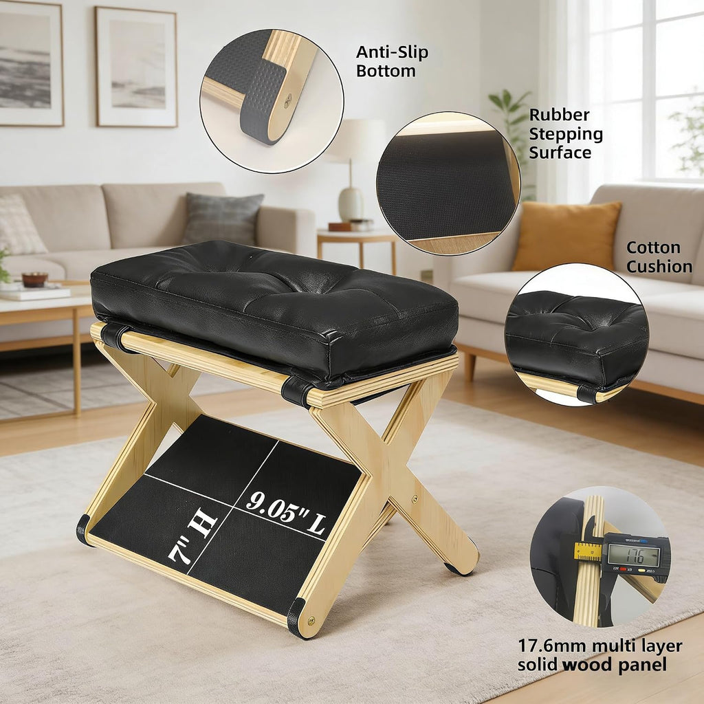 Ergonomic Wooden Under Desk Foot Rest Foot Stool with Padded Cushion Non-Slip Stepping Surface for Office, Gaming, and Work from Home，Relieve Leg, Knee, and Ankle Pain - Image 6