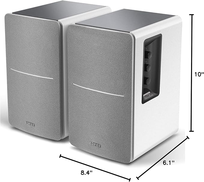 Edifier R1280DB Powered Bluetooth Bookshelf Speakers - Optical Input - Wireless Studio Monitors - 4 Inch Near Field Speaker - 42w RMS - Wood Grain (White) - Image 7