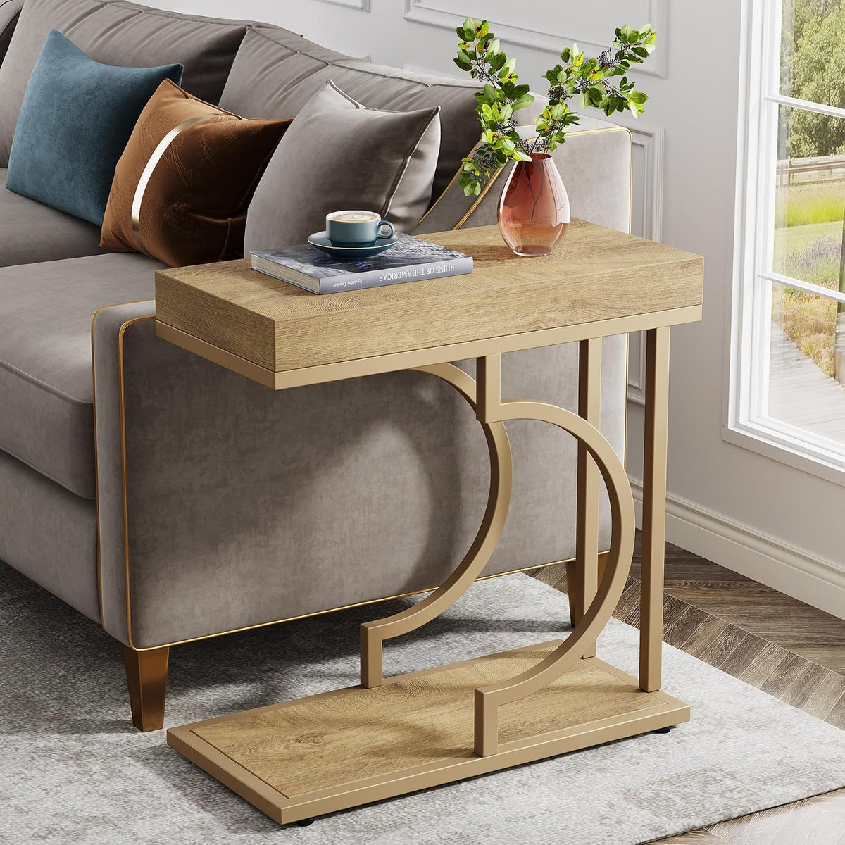 Tribesigns Narrow Side Table Set of 2, C Shaped End Table by Tribesigns