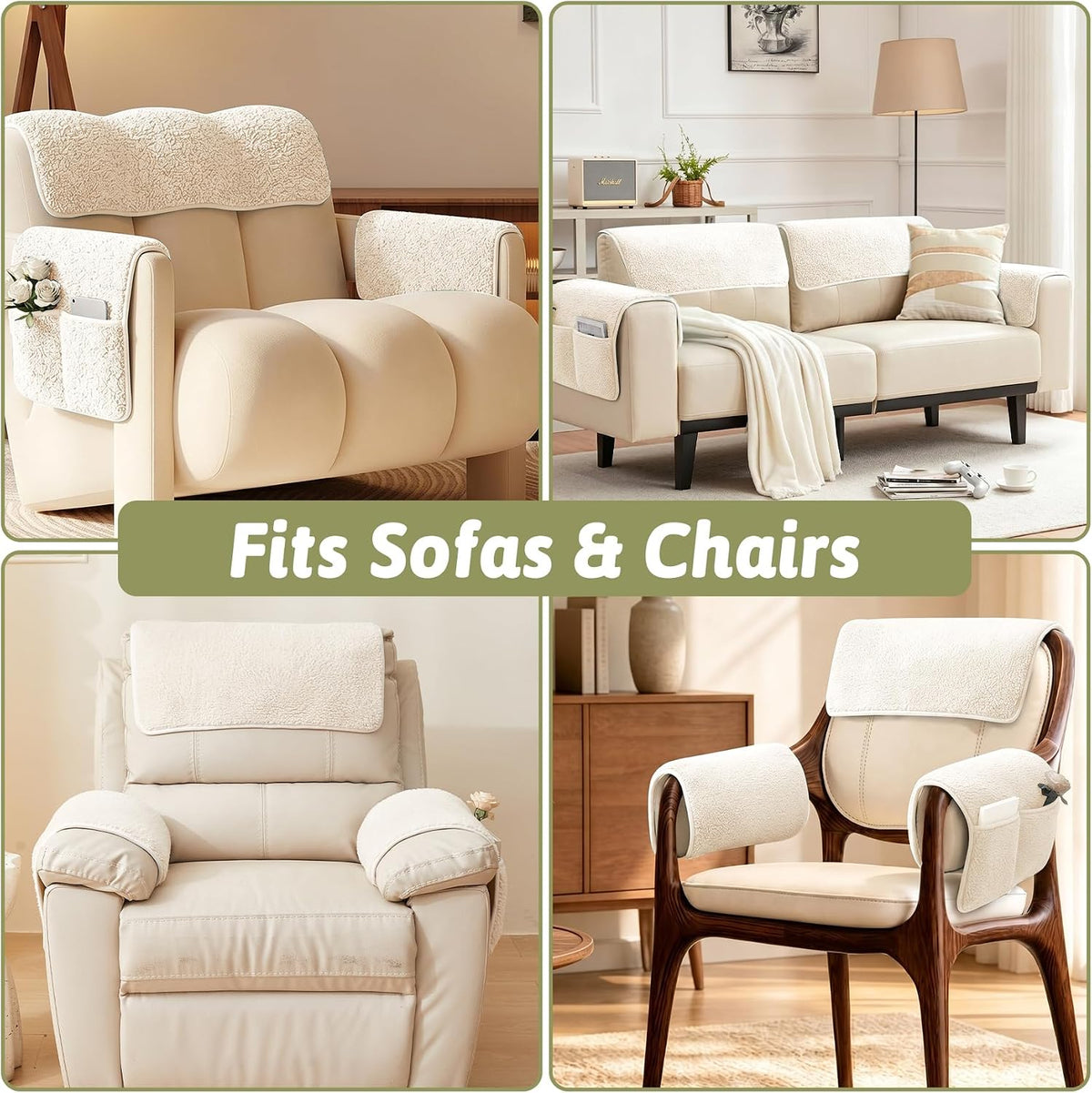 Universal Sherpa Recliner & Armchair Covers with Pockets - Image 6