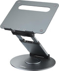 Nulaxy 18" Height Telescopic 360 Rotating Aluminum Laptop Stand Desk, Gray | Ergonomic Computer Holder Riser with Heat-Vent, Standing Desk Converter Holds 22 Lbs for Office Desk Use Fits 10-17" Laptops by Nulaxy