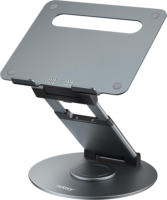 Nulaxy 18" Height Telescopic 360 Rotating Aluminum Laptop Stand Desk, Gray | Ergonomic Computer Holder Riser with Heat-Vent, Standing Desk Converter Holds 22 Lbs for Office Desk Use Fits 10-17" Laptops by Nulaxy