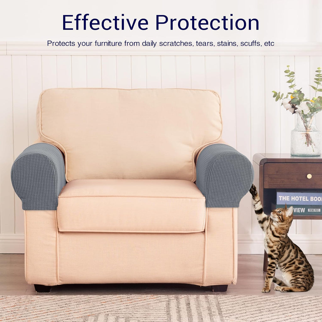 SUBRTEX Stretch Couch Arm Covers Set of 2, Non-Slip Sofa Armrest Slipcovers - Image 5