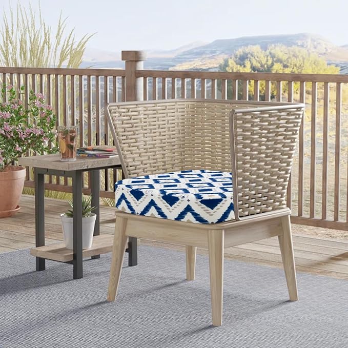 idee-home Outdoor Chair Cushions Set of 2, 19" x 19" D-Shaped | Thick Outdoor Seat Cushions Waterproof Patio Furniture with Ties Dining Pads - Image 5