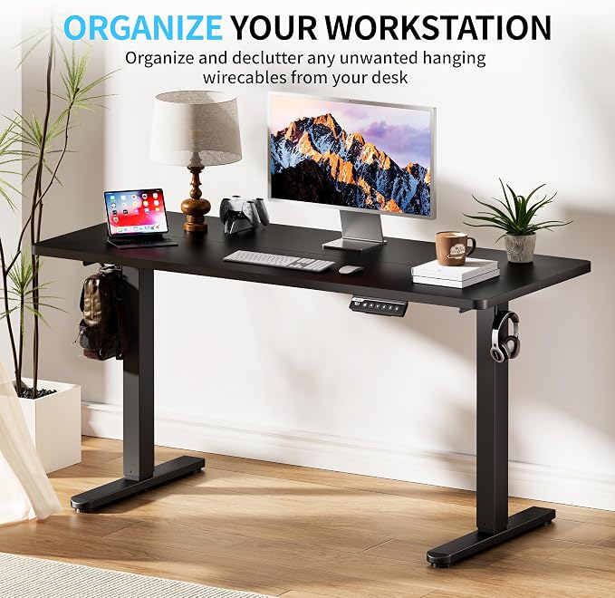 BIZUM Electric Standing Desk, 55" x 24" Height Adjustable Desk, Black Sit to Stand Desk Memory Gaming Computer Workstation for Home Office - Image 9