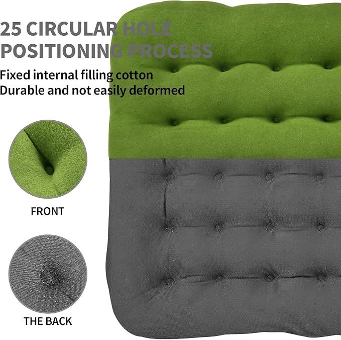 BUYUE Good Support Office Chair Cushion Padded, Soft Velvet Comfortable Non-Slip Seat Cushion for Computer Desk Kitchen Chair (1 Count, Green) - Image 3