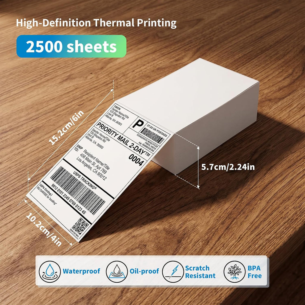 HORLIMER 4x6 Thermal Labels, 2500 Pcs Shipping Paper Labels in 5 Stacks - Image 2