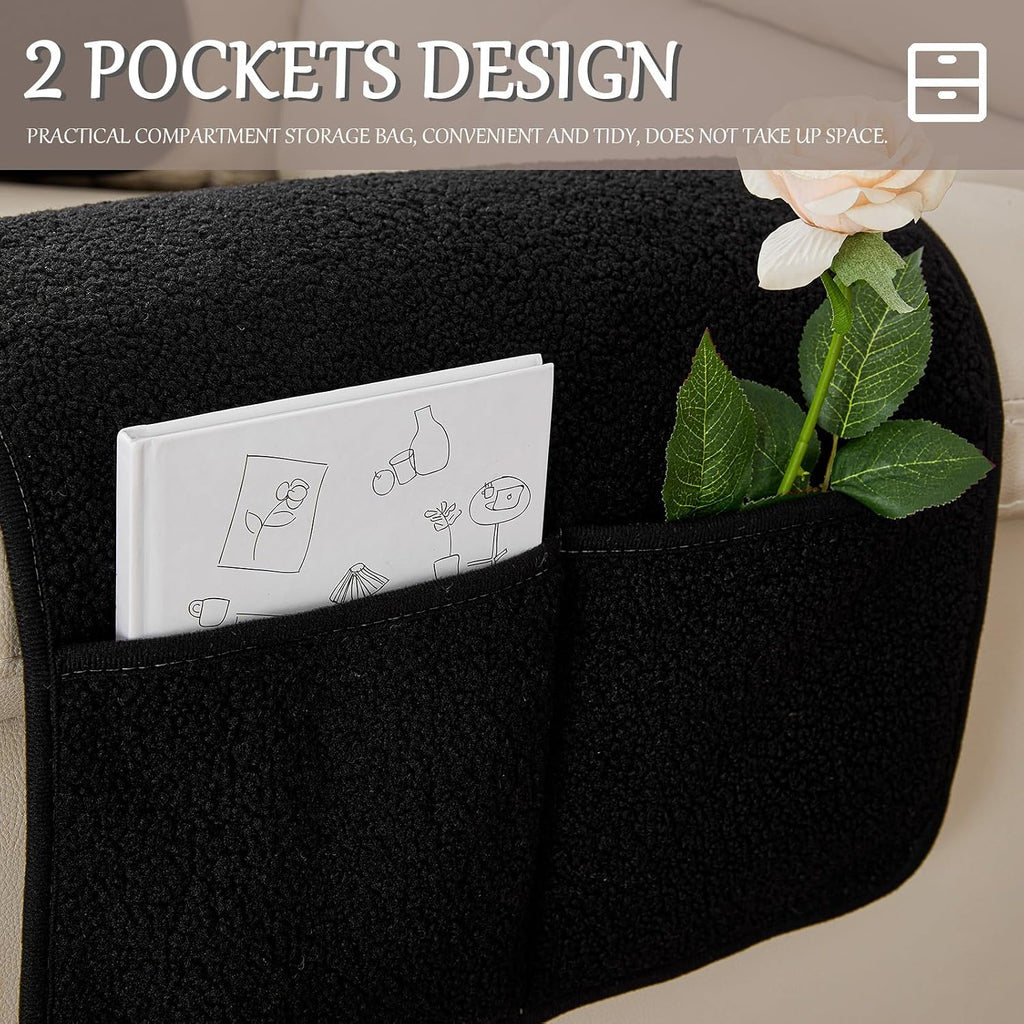 Armrest Covers for Recliners Couch Arm Covers with Pockets for Sofa - Image 4