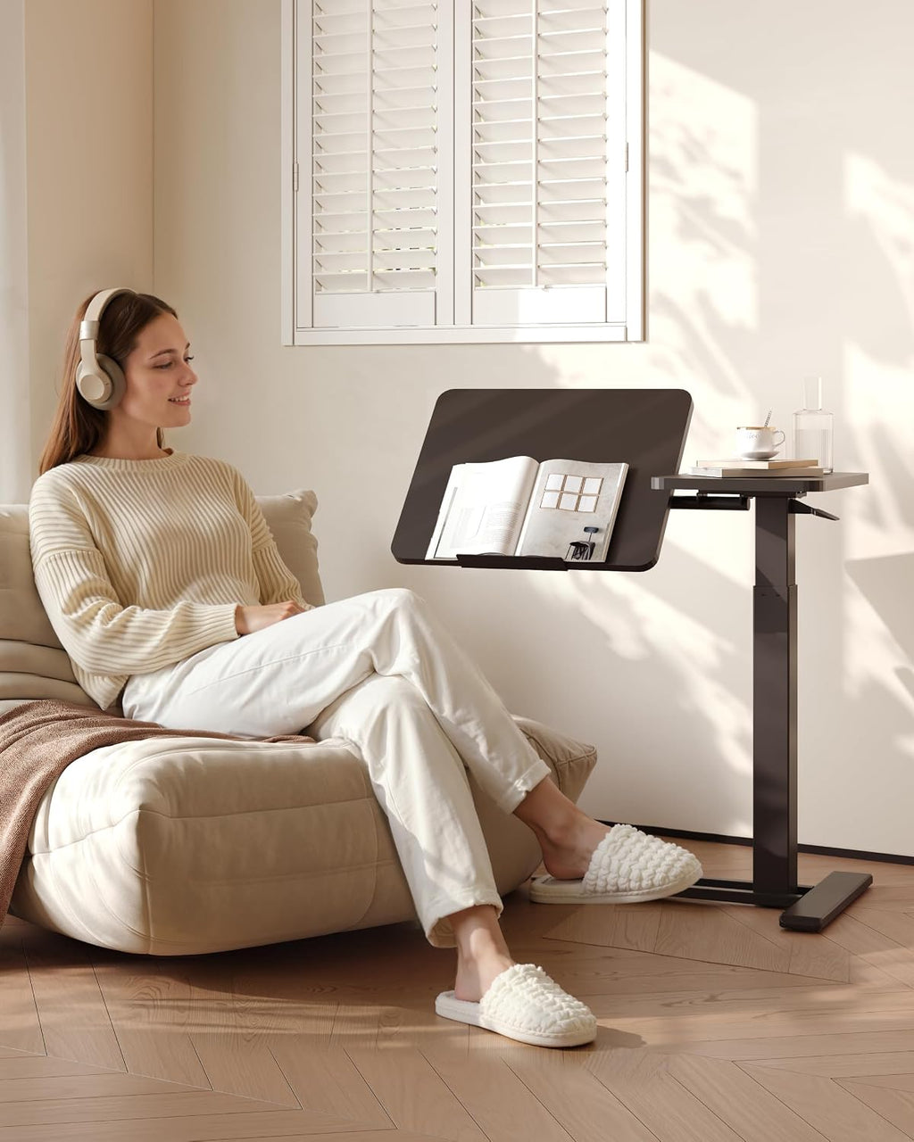 FLEXISPOT 28" Gas Spring C Table with Split Tilting Top,Mobile Side Table by FLEXISPOT