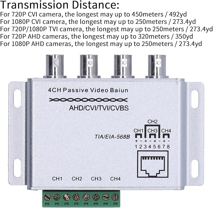 Video Balun, 1080P 4 Channel Passive Balun -interference for UTP Converter for Passive Video Twisted Pair Transceiver for Home for Industry - Image 3