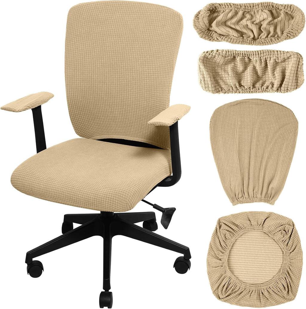4 Pcs Office Chair Covers Stretchable Armrest Seat,XL,Camel by Tallew