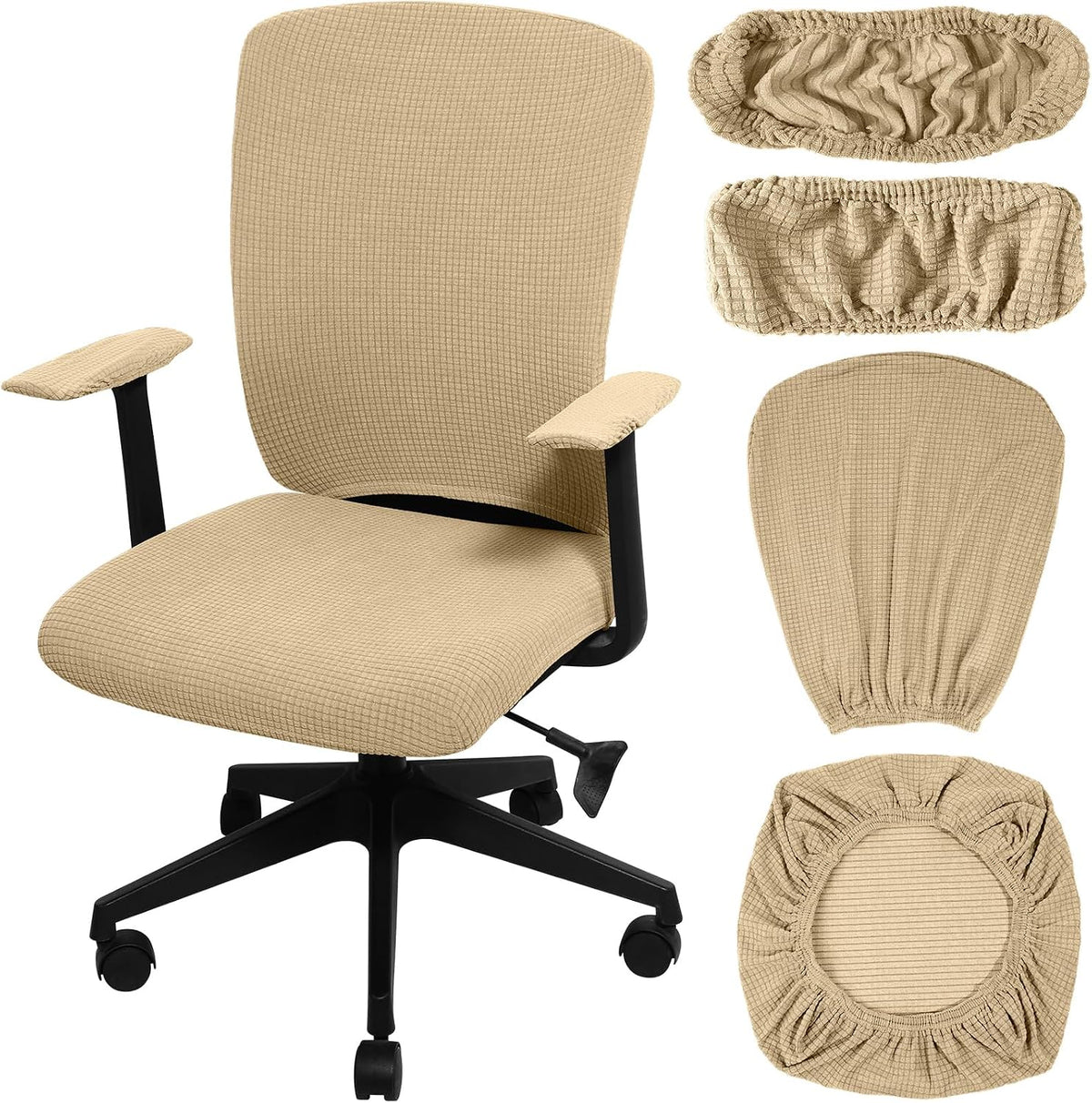 4 Pcs Office Chair Covers Stretchable Armrest Seat,XL,Camel by Tallew