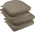 downluxe Indoor Chair Cushions for Dining Chairs, Soft and Comfortable Textured Foam Kitchen Chair Pads with Ties and Non-Slip Backing, 16" x 16" x 2", Khaki, 4 Pack by Downluxe