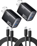 INIU 30W GaN Fast Charging USB C Charger, Block with Smart Phone Protection | 2-Pack, ETL Safety Certified, for Office & Travel, Dual Port Wall Adapter Block for iPhone 17 16 Pro iPad Samsung Google etc by INIU