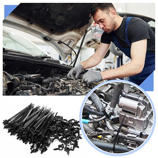 Funnymoom 150 Pcs Wire Loom Routing Clips, 15 Sizes Push Mount for Car | Cable Zip Ties Included, Universal Harness Clip Replacements, Push-in for Easy Install, Fits Automotive Wire Management - Image 6