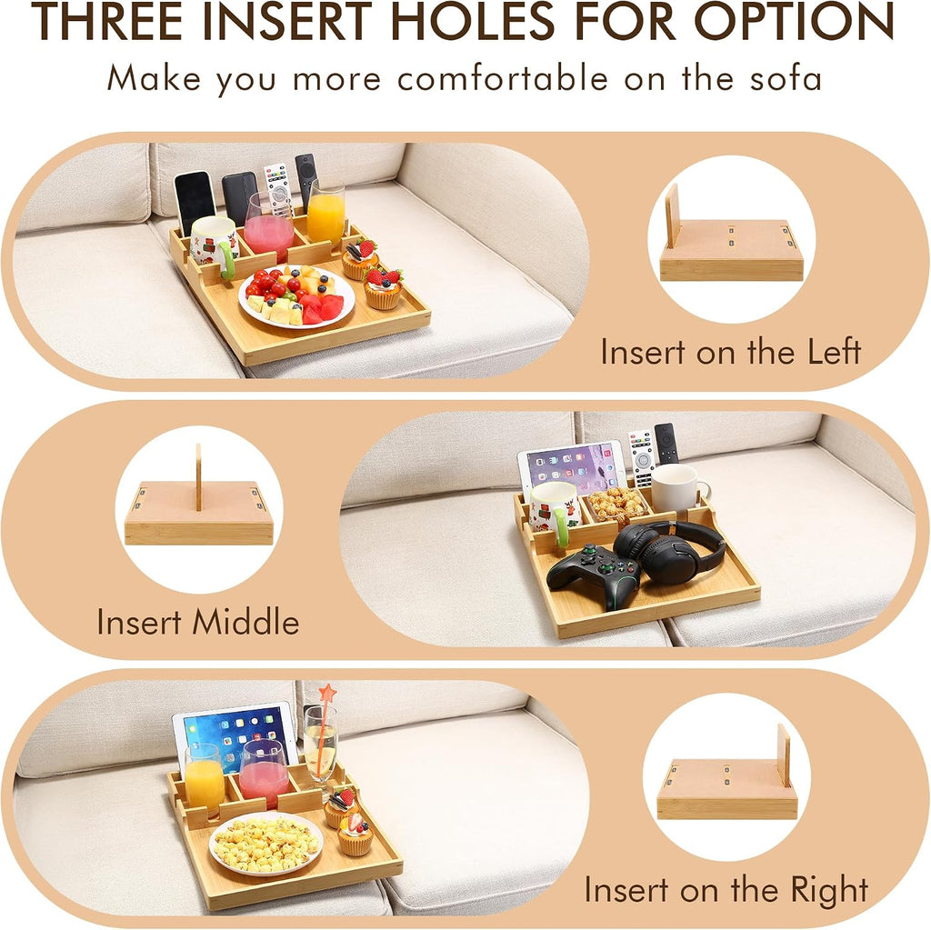 Oversize Couch Tray for Sectional,Bamboo Sofa Insert Tray - Image 4