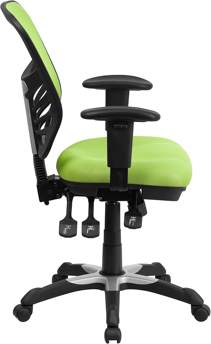 Flash Furniture Mid-Back Green Mesh Multifunction Executive Swivel Ergonomic Office Chair with Adjustable Arms - Image 6