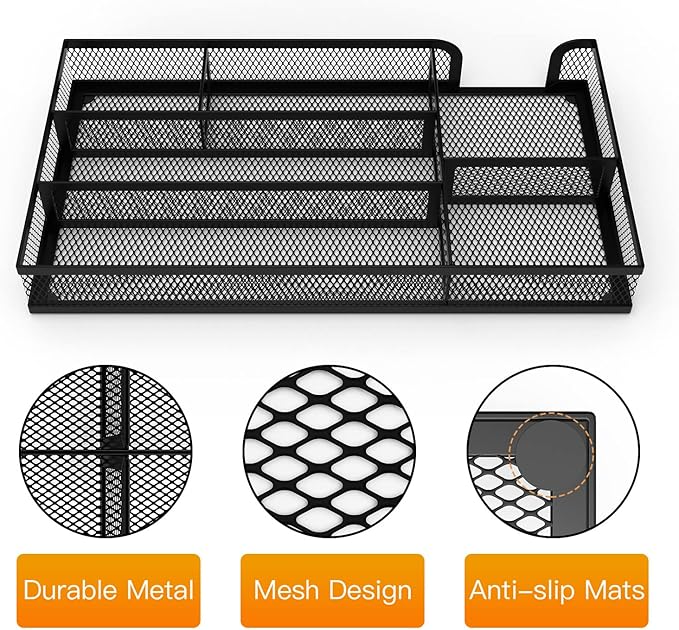 Desk Drawer Organizer, Metal Mesh Dividers Organizer (Blak-2P, Small) - Image 3
