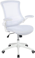 Flash Furniture Mid-Back White Mesh Swivel Ergonomic Task Office Chair with White Frame and Flip-Up Arms | White Frame, Mid-Back, Flip-Up Arms, Mesh Back by FlashFurniture