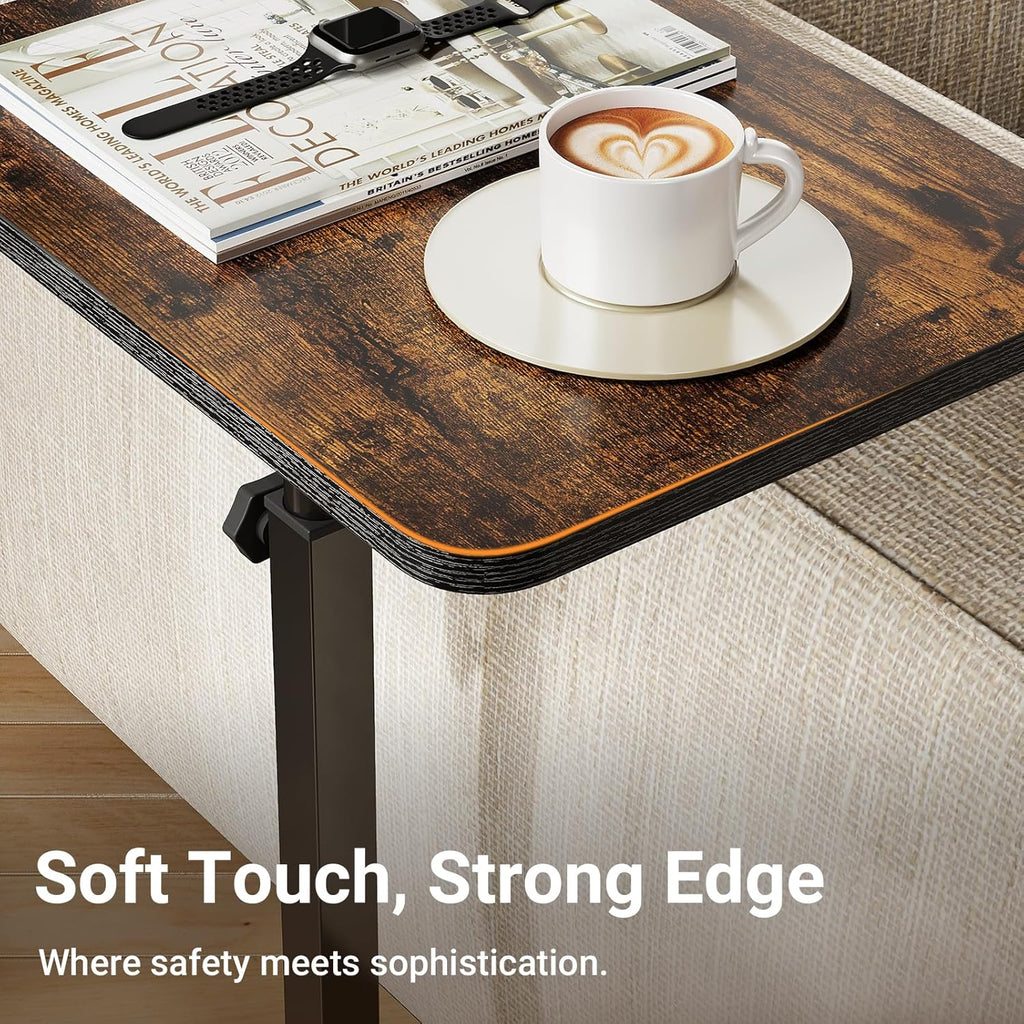 Adjustable Height TV Tray Table for Couch, 360° Swivel Side Table - Image 3