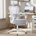 Ergonomic Office Chair with Footrest,Ultra Thick Desk Chair,Grey | 150°Reclining,Mesh High Back,Adjustable 2D Lumbar Support and Headrest,4.8" Spring Cushion,Premium Computer Chair for Adults by TUKAKA