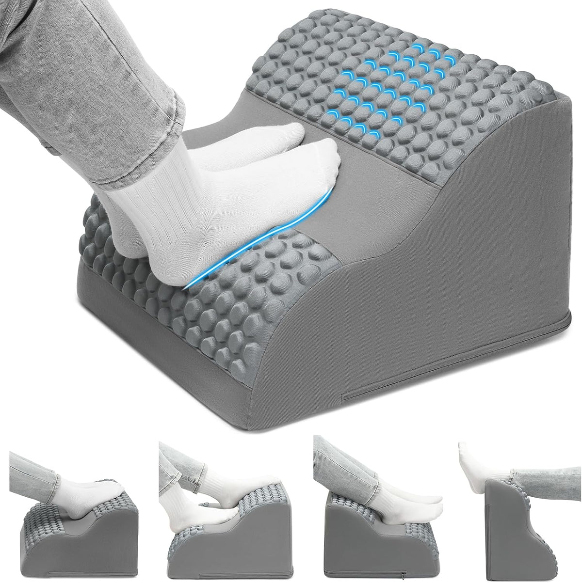 Foot Rest for Under Desk with Massage Dots, 3-Tier Foot Stool, Grey by FFOGH