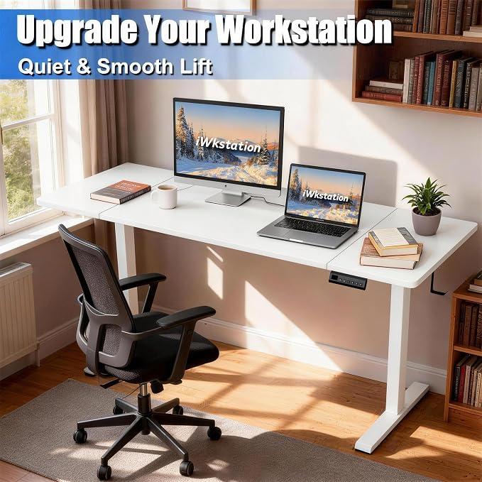 Standing Desk with Splice Board Adjustable Height- 63 inch Mobile Stand up Desk with Wheels, Portable Sit Stand Desks Electric with Lockable Casters - Image 2