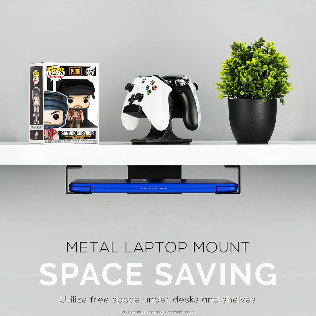 Under Desk Laptop Holder Mount For Desk, Adhesive & Screw In, Devices upto 1.5" Thick like Macbooks, Surface, Keyboard, Routers, Modems, Cable Box, Network Switch & More (Metal Black) By Brainwavz - Image 6