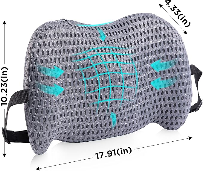Lumbar Support Pillow for Office Chair, Memory Foam Car Back Cushion | Lumbar Pillow Lower Back with 4d Mesh Cover Adjustable Straps, Ergonomic Chair Back Pillow for Office, Car, Gaming Chairs - Image 6