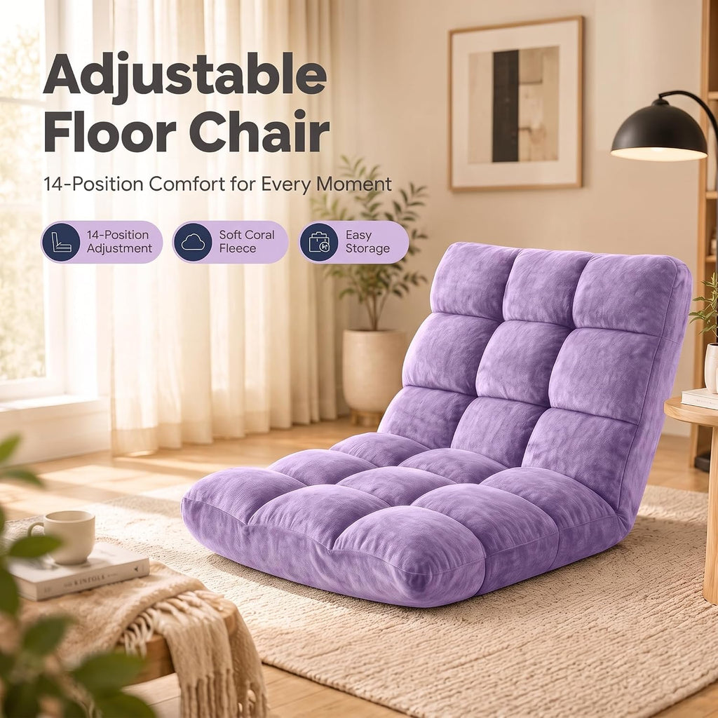 GAOMON 14-Position Adjustable Floor Chair, Folding Lazy Sofa with Backrest - Image 4