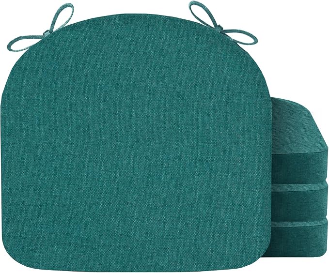 Nordjager Chair Cushions for Dining Chairs, 4 Pack Memory Foam Cushion | 2.5" Thick Chair Cushion; Waterproo Surface with 17" x 16" Size for Kitchen & Dining Chairs, Secure Ties and Washable Cover. by Nordjager