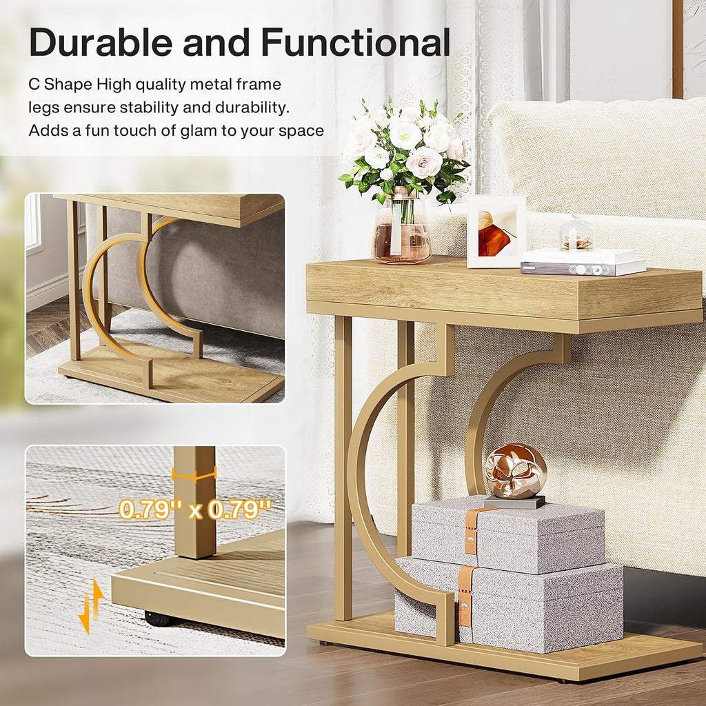 Tribesigns Narrow Side Table Set of 2, C Shaped End Table - Image 6
