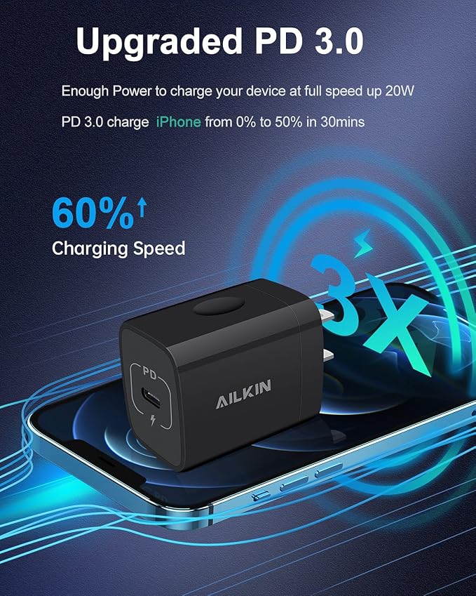 C Type Fast USB-C Charger, iPhone Block USBC, 20W USB Wall Charger Adapter | Wall Outlet Plug Power Cube Cargador for Apple i Phone 17e Samsung Galaxy Phone Fast Charging Box - Image 2