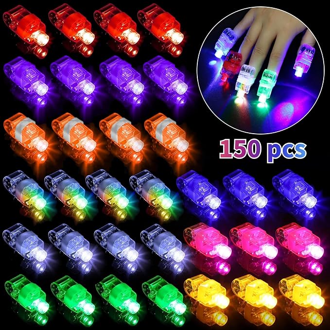 150Pcs LED Finger Lights, 9 Colors Finger Flashlights, Battery Powered Light Up Finger Ring Toys, Mini Finger Lamps, Glow in The Dark Party Supplies for Rave Concert Shows - Image 2