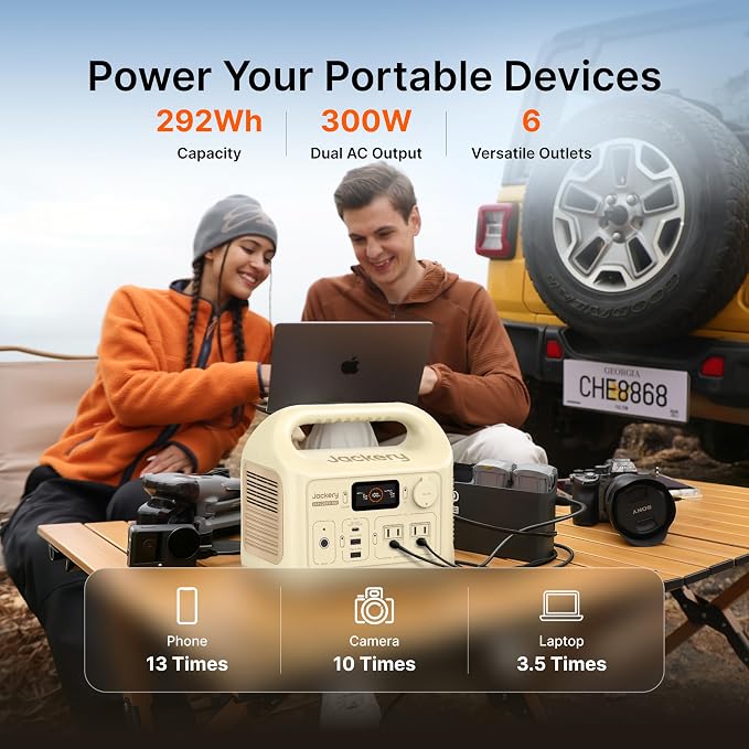 Jackery Portable Power Station Explorer 300 Dune White, 292Wh | Backup LiFePO4 Battery, Solar Generator for Outdoors Camping Travel Hunting Blackout (Solar Panel Optional) - Image 3