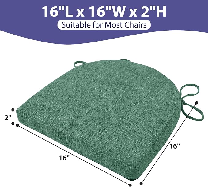 IPYNBAP Chair Cushions for Dining Chairs, Kitchen Chair Cushions, 16'' x 16'' x 2'', Non Slip Indoor Seat Cushions, Chair Pads for Dining Chairs with Ties & Removable Cover, Set of 4, Dark Green - Image 5