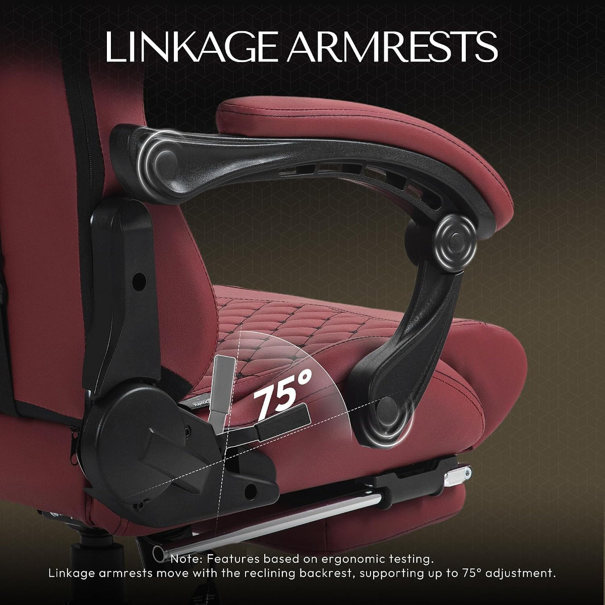 Dowinx Big & Tall Vintage Gaming Chair for Adults, 400 lb Capacity Heavy Duty Ergonomic Computer Chair with Massage Lumbar, Footrest & Easy Side Recline, Red - Image 5