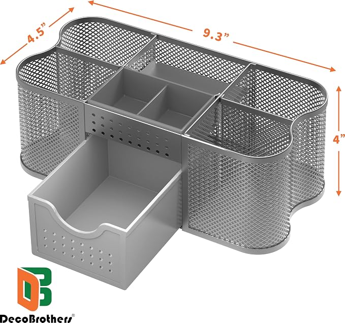 Deco Brothers Desk Organizers Pen Holder Office Caddy Storage, Silver - Image 6