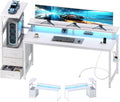 DUMOS 59” Reversible Gaming Computer Desk with Drawers and Power Outlet by DUMOS