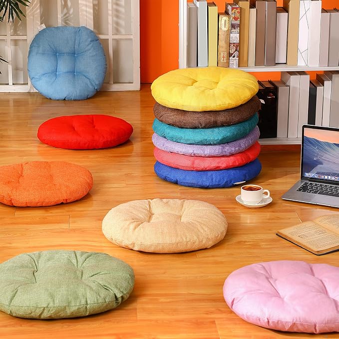 Fumete 12 Pcs 16 Inch Round Floor Cushions for Kids and Toddlers, Flexible Seating Classroom Furniture Floor Pillow for Home, Daycare, Preschool, Yoga and Meditation (Fresh) - Image 3