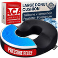 5 STARS UNITED Donut Pillow for Tailbone Pain & Hemorrhoids – Large Memory Foam Seat Cushion with Cooling Gel Layer for Bed Sore-Prone Areas & Pressure Relief – Black Mesh Cover by 5STARSUNITED