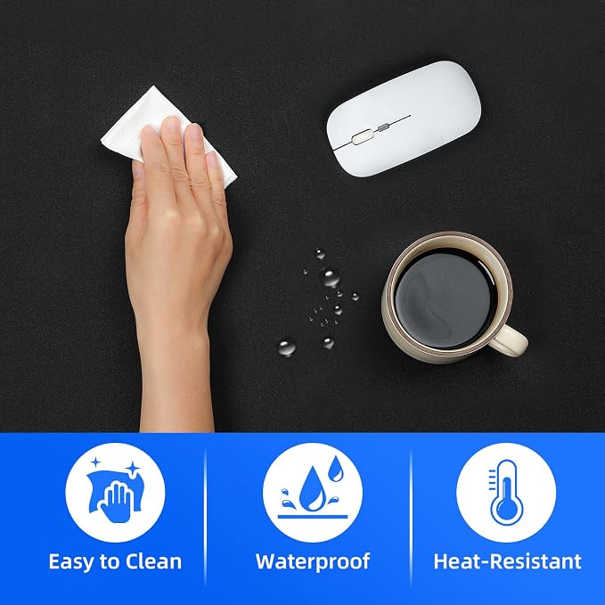 VOVIPO 3 in 1 Wireless Charging Mouse Pad, Gaming Mousepad with Wireless Charger Multiple Devices Compitable with Watch/iPhone/Airpods, Large Desk Mat 90 x 40cm,Desk Pad for MacBook, PC, Laptop-Black - Image 7