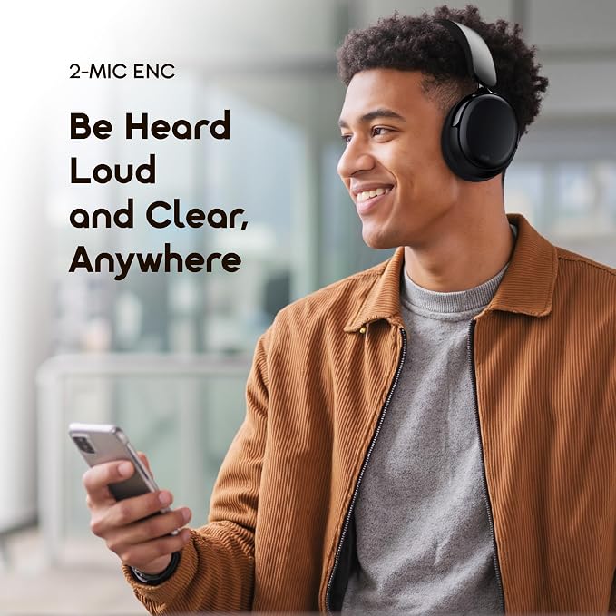 Oraimo Bluetooth Headphones Active Noise Cancelling, 65H Playtime, 3 EQ Modes, Deep Bass, Bluetooth 5.4, Wireless Over-Ear Headphones with Microphone for Office Travel, Black | 360 Spatial Sound & Deep Bass, Waterproof ENC Dual-Mic Clear Calls, Bluetoo... - Image 4