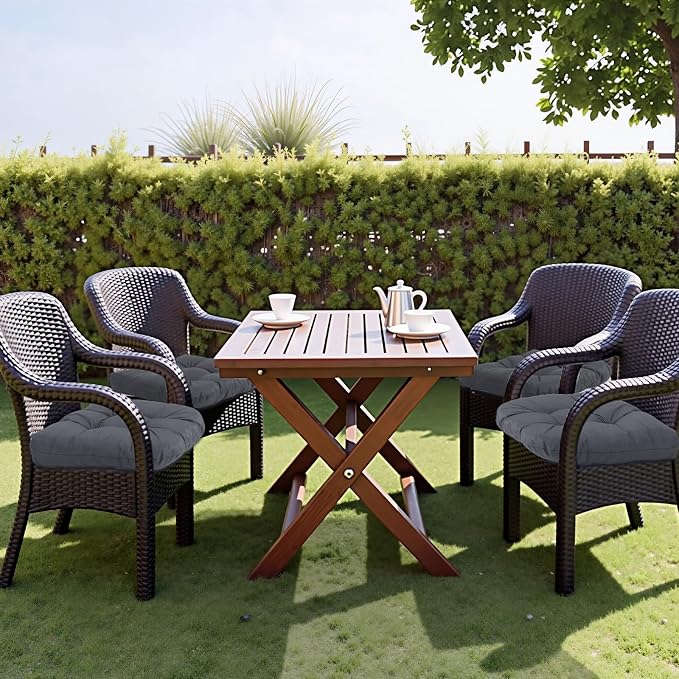 MTMR Outdoor Chair Cushions Set of 2, Patio Furniture Seat Pads, Waterproof | 2Pcs , waterproof cover, PP cotton, u-shaped, no-fading, thick patio seat pads for outdoor wicker furniture in yard, 19x19x4 - Image 3