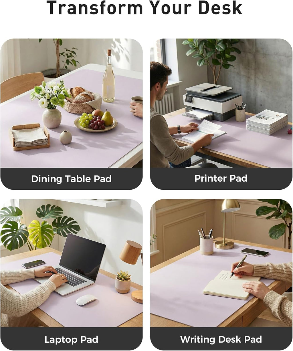 Aothia Faux Leather Desk Mat - Large Mouse Pad, Non-Slip PU Leather Blotter, Waterproof Writing Surface for Office and Home (Soft Lavender, 42" x 17") - Image 6