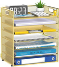 7 Tier Paper Organizer for Desk with Mesh Letter Trays and Handle Gold | Desk File Organizer with Handle for Sorting Papers, Files, Folders, Mail, Bills and Office Supplies by Unknown