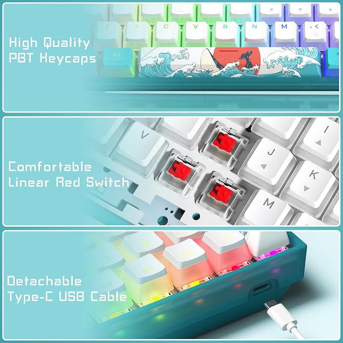 Womier 60% Percent Keyboard Gaming, Creamy Mechanical Wired Keyboard Anime - Image 3