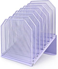 SUMMORO Inclined File Organizer for Desk, 7-Section Vertical File Holder | Office Desk Organizer Metal Rack File Folder, Wire Mesh Desktop Document Sorter, for Office School Classroom Home (Purple) by SUMMORO