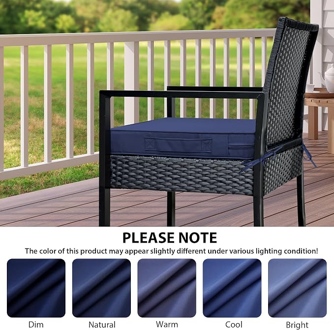 IPYNBAP Outdoor Chair Cushions Set of 4 -Waterproof Outdoor Seat Cushions for Patio Furniture, Patio Chair Cushion with Handle and Ties, Out Door Chair Pads,17x16x2-Square, Navy Blue - Image 7