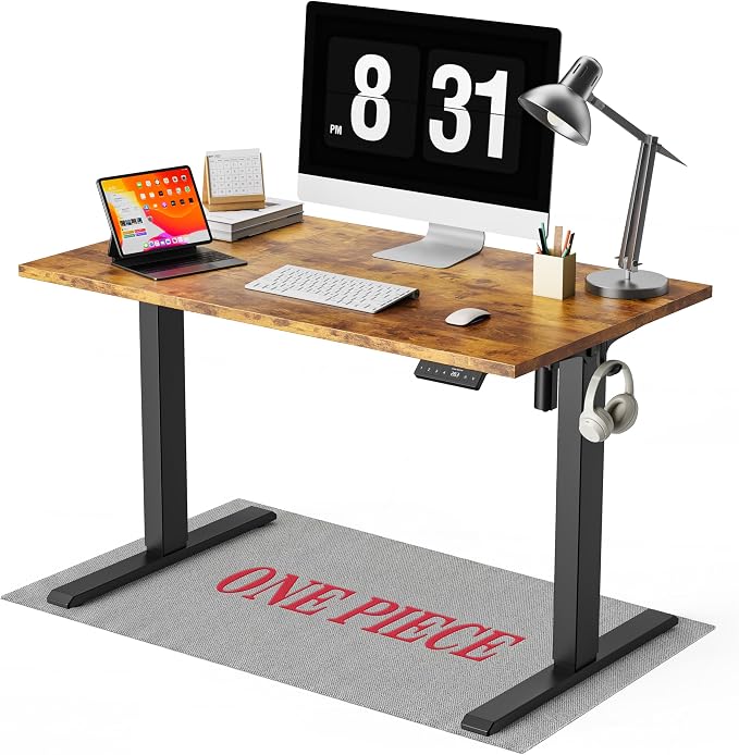 WALKINGDESK 40x24 Inches Whole Piece Electric Standing Desk, Seamless One Piece Height Adjustable Sit to Stand up Desk for Home Office, Ergonomic Computer Workstation, Rustic Brown by WALKINGDESK